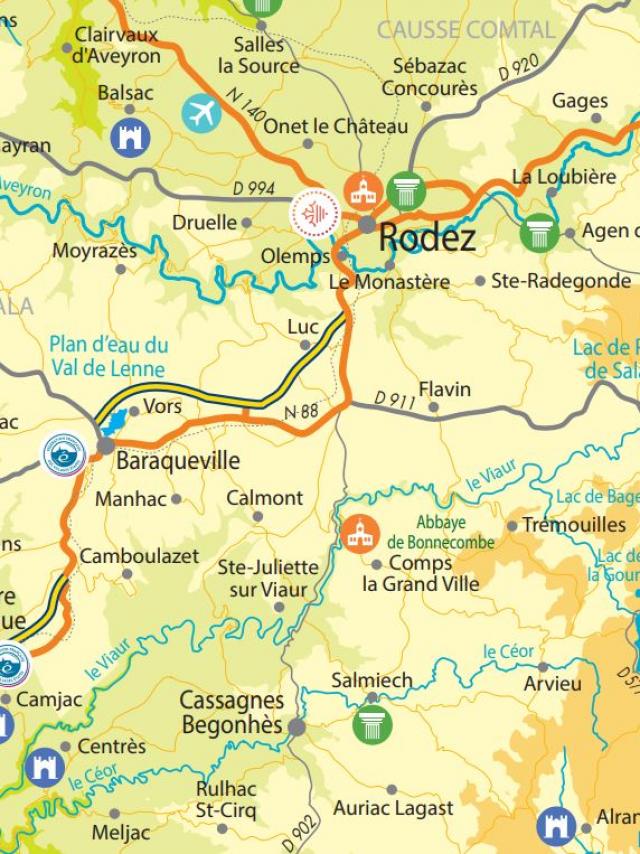 Carte touristique de l'Aveyron