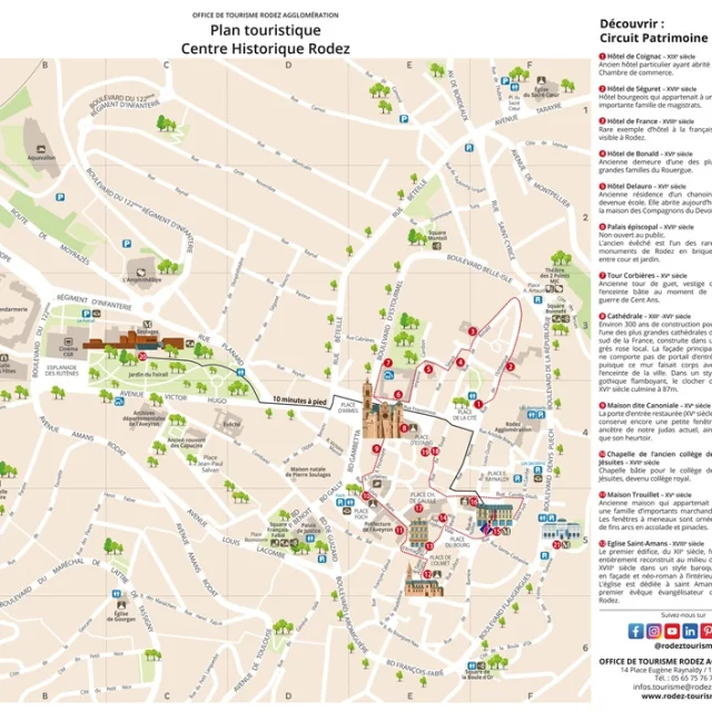 Plan du centre-ville de Rodez